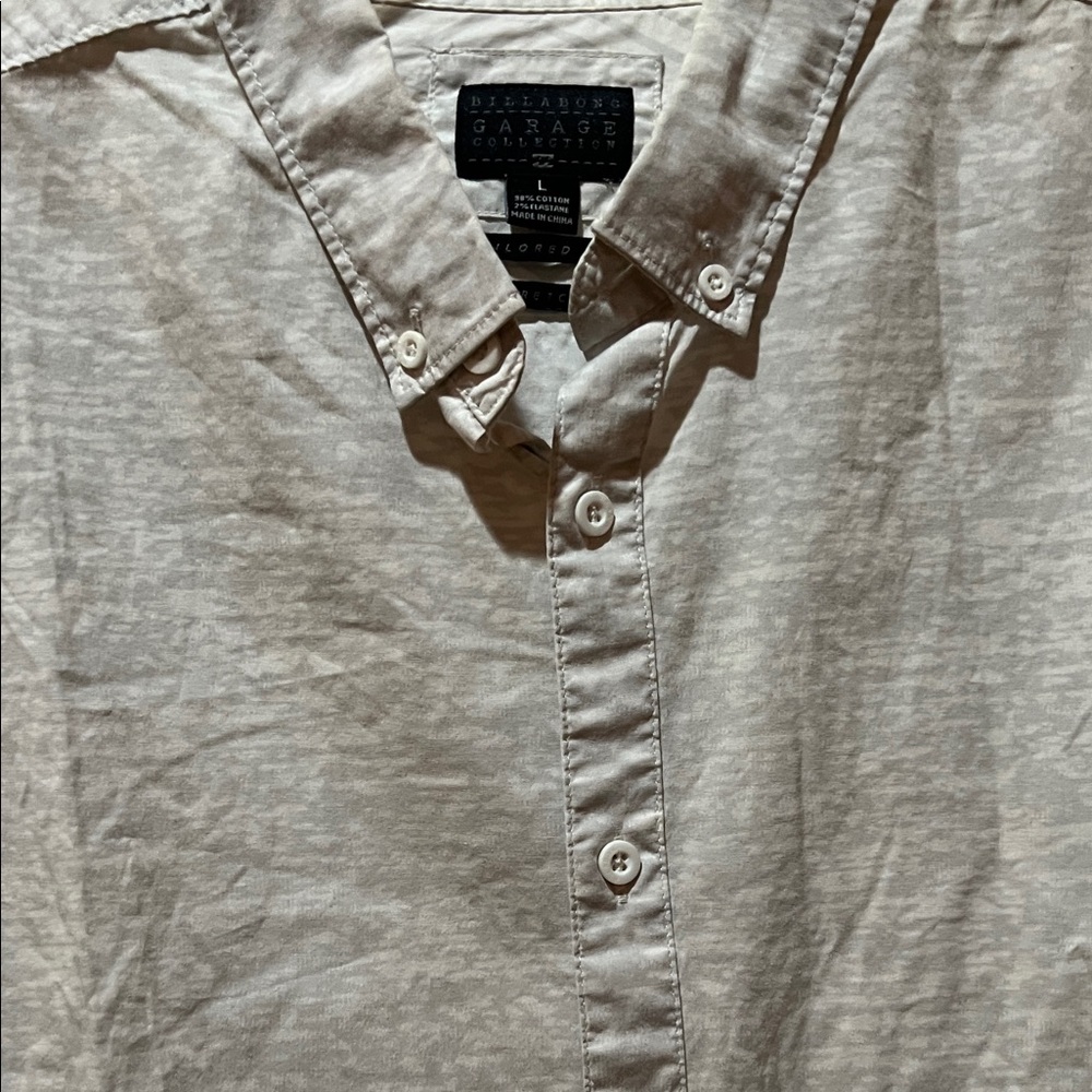 Billabong Men's Light Tan Button Down Shirt
